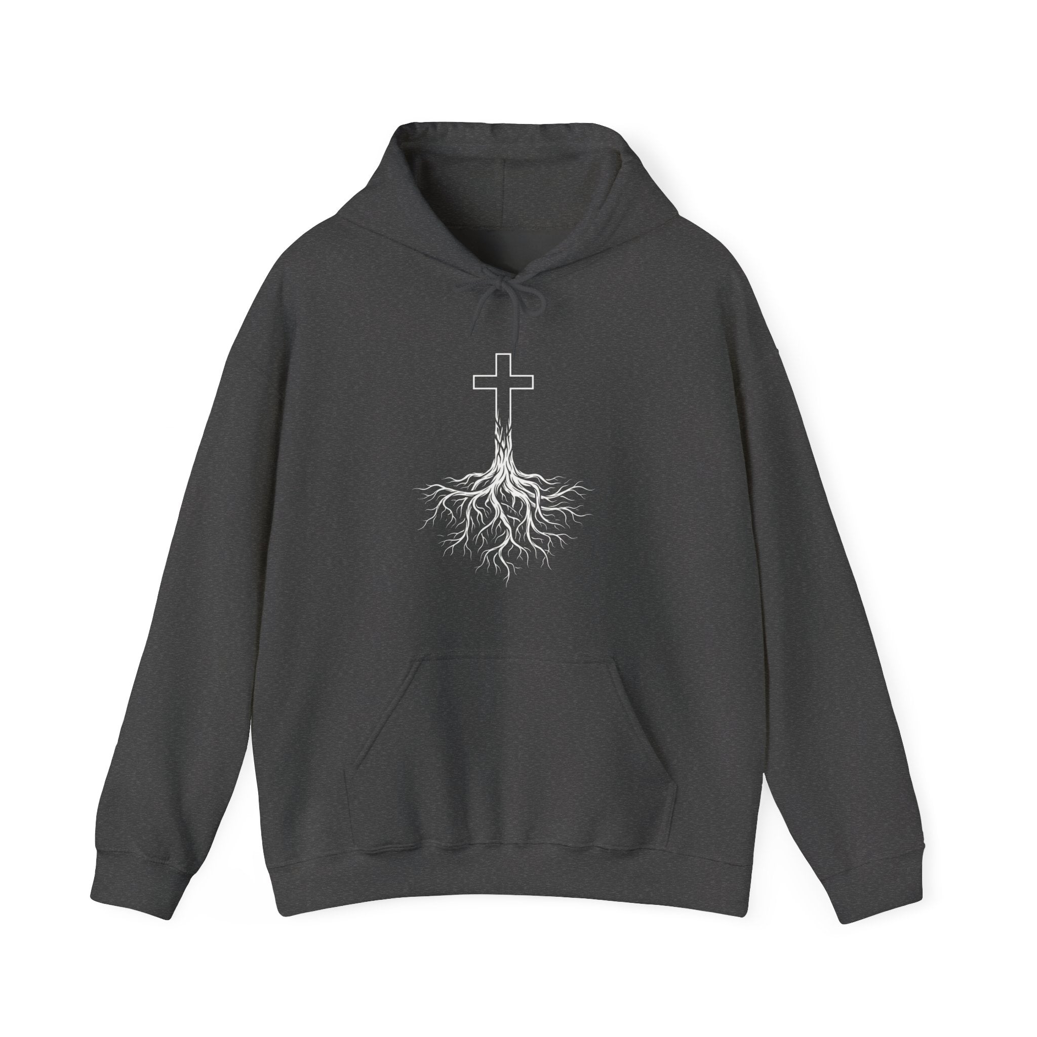 Rooted Cross Hoodie | Christian Faith Streetwear Minimalist Black Hoodie