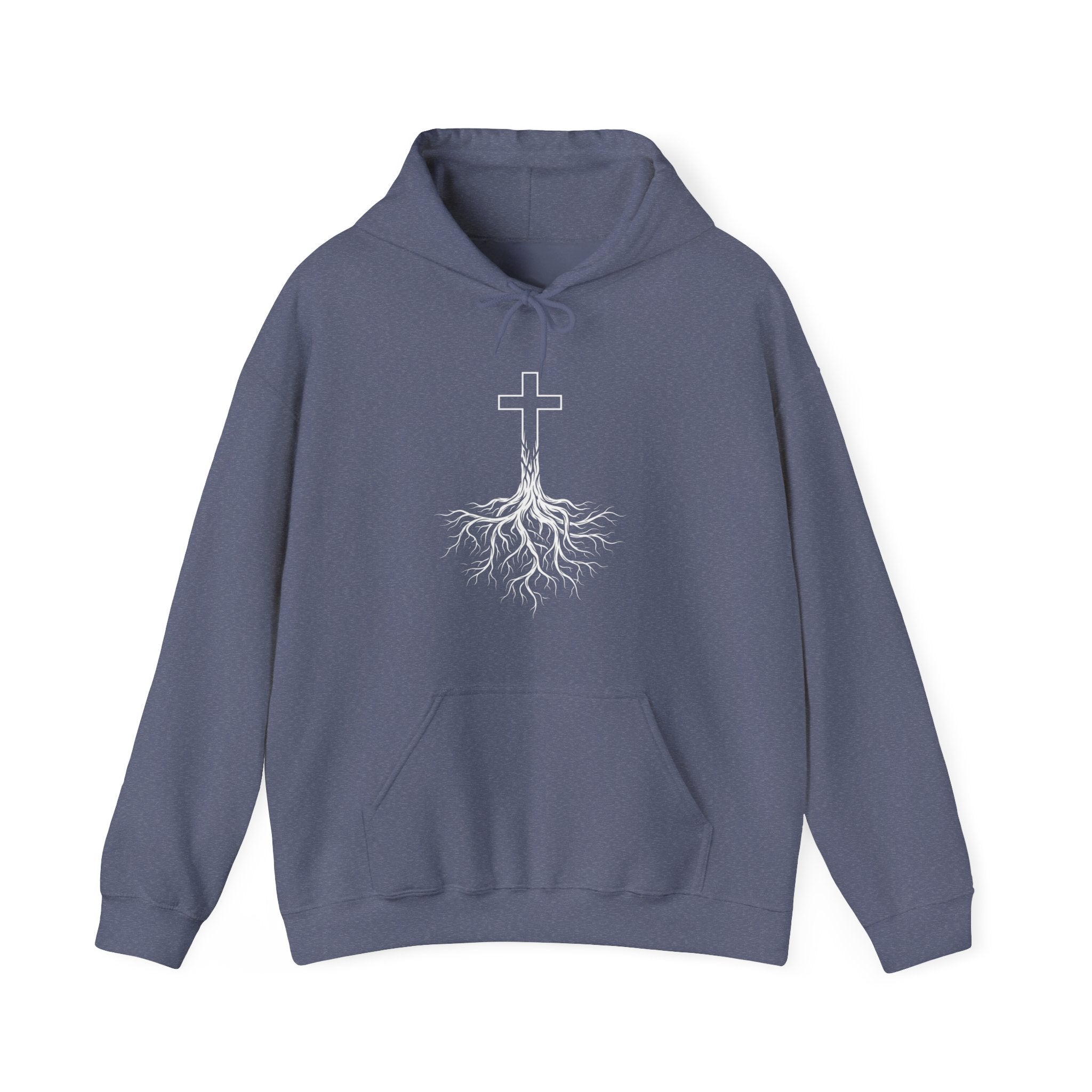 Rooted Cross Hoodie | Christian Faith Streetwear Minimalist Black Hoodie