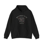 Walk Through the Fire Firefighter Christian Hoodie | Isaiah 43:2 Faith Hoodie | Heavyweight Fleece Workwear Hoodie