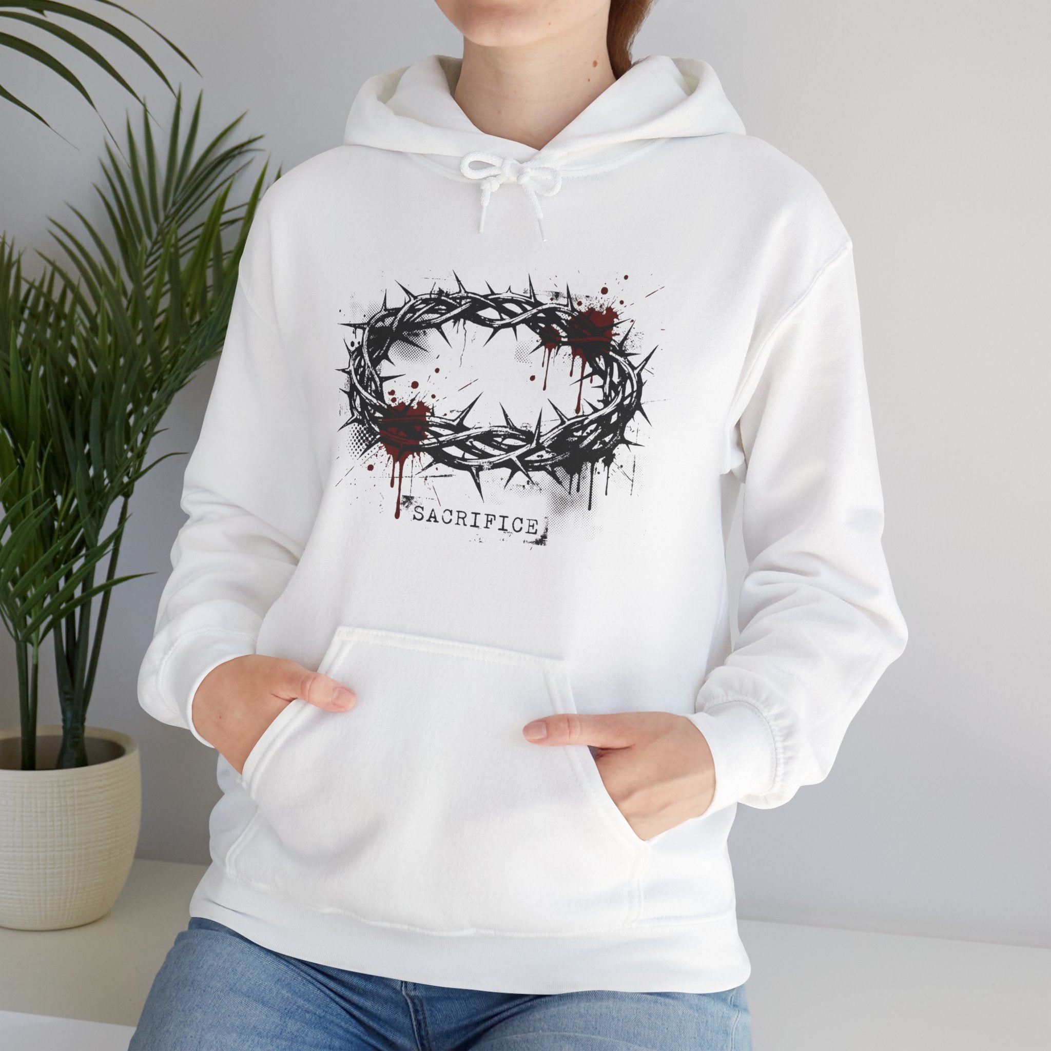 Sacrifice Crown of Thorns Hoodie | Christian Streetwear Faith Statement Hoodie