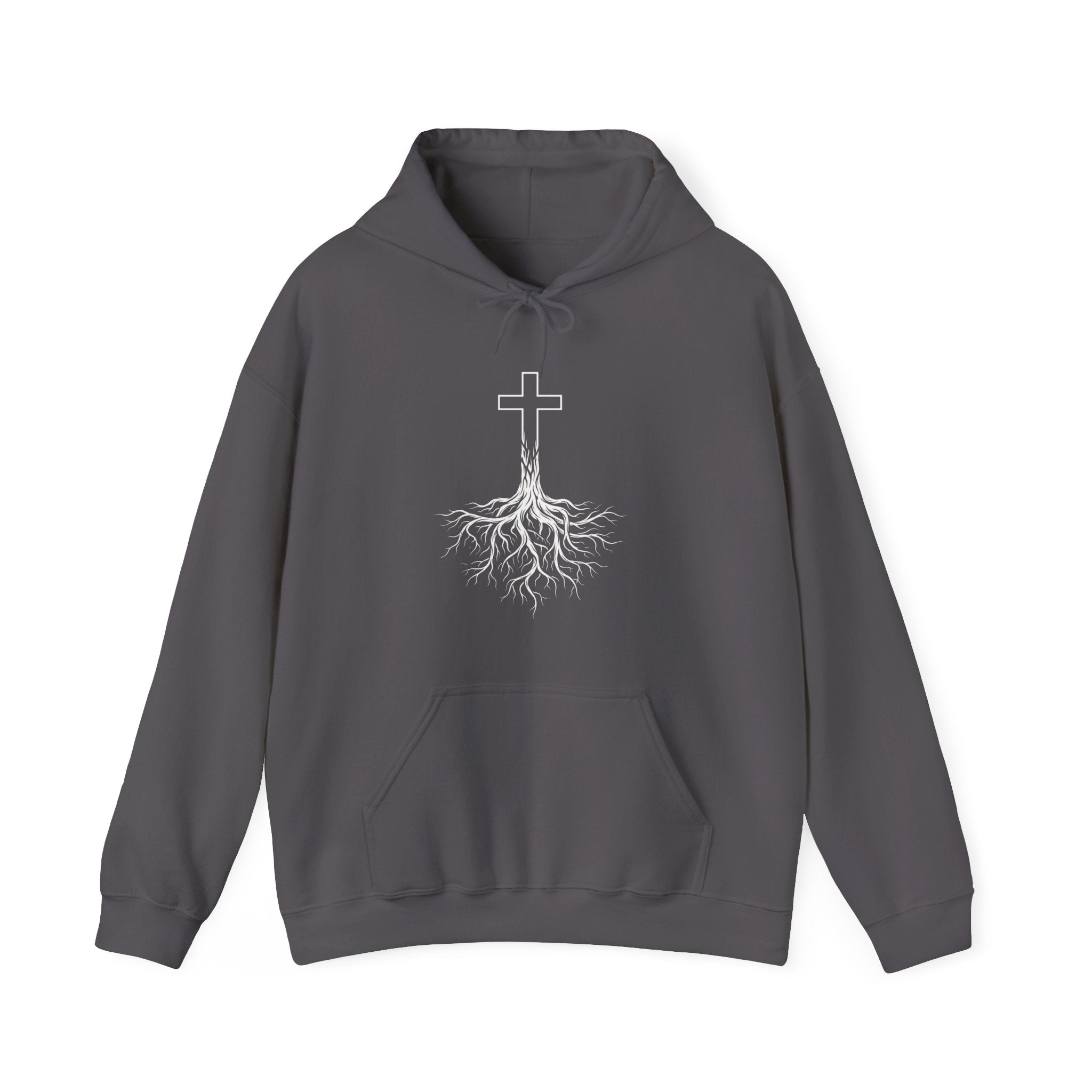 Rooted Cross Hoodie | Christian Faith Streetwear Minimalist Black Hoodie