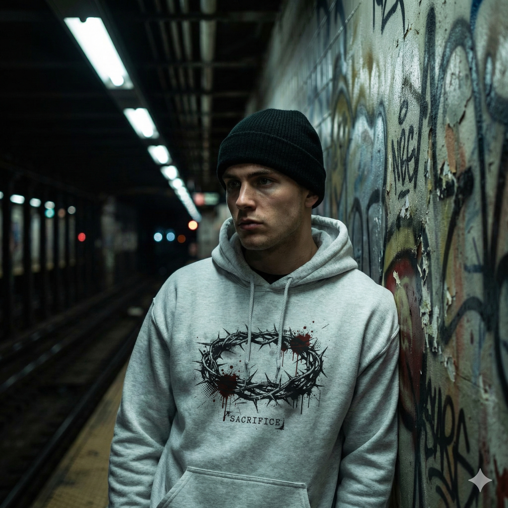 Sacrifice Crown of Thorns Hoodie | Christian Streetwear Faith Statement Hoodie