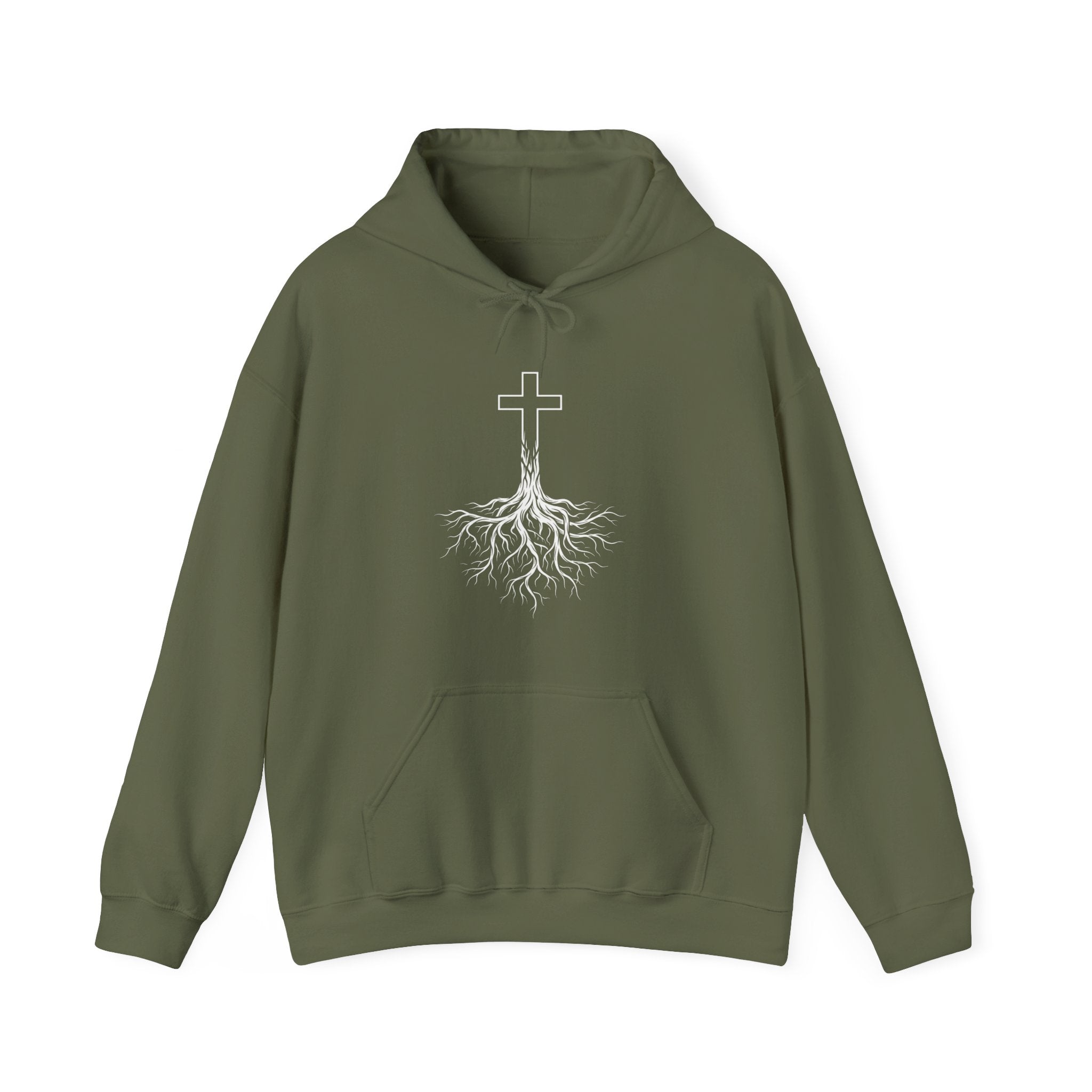 Rooted Cross Hoodie | Christian Faith Streetwear Minimalist Black Hoodie